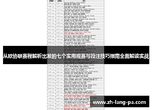 从欧协联赛程解析出发的七个实用观赛与投注技巧指南全面解读实战 从欧协联赛程解析出发的七个实用观赛与投注技巧指南全面解读实战